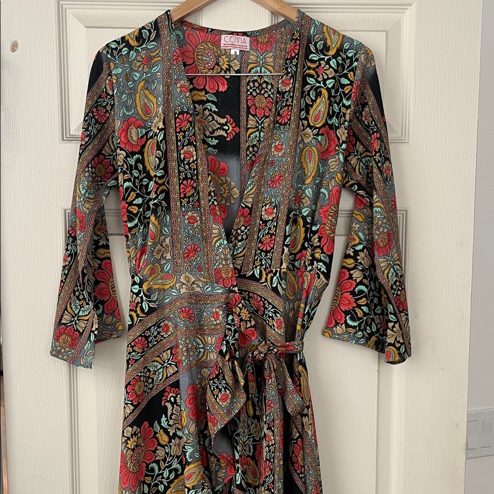Cienna Floral Wrap Dress with Paisley Print